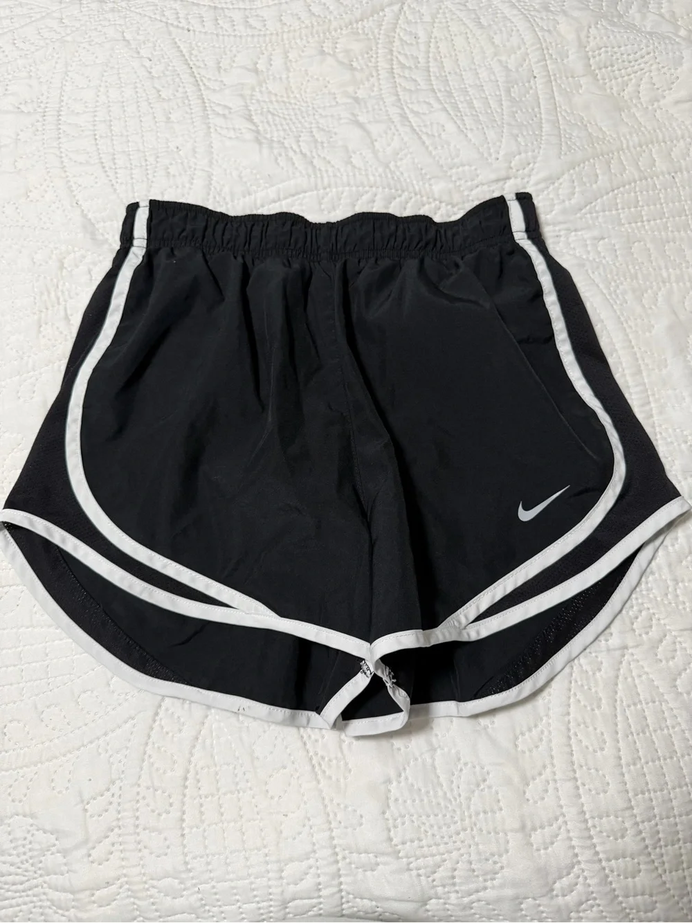 Nike Black Athletic Shorts with White Piping